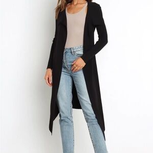 Black long cardigan sweater open front lightweigh  M VGUC